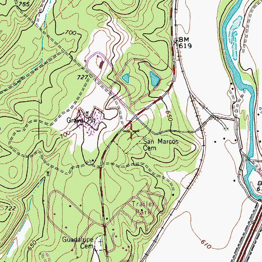 Topographic Map of San Marcos Community Cemetery, TX