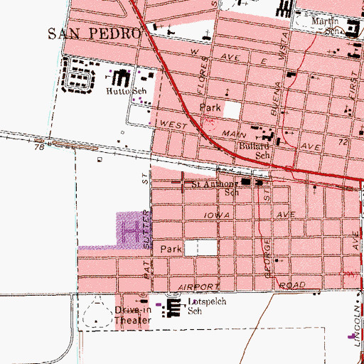 Topographic Map of San Pedro, TX
