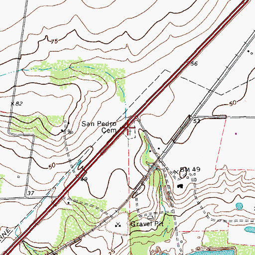 Topographic Map of San Pedro Cemetery, TX