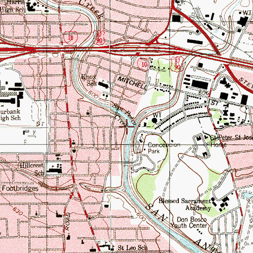 Topographic Map of San Pedro Creek, TX