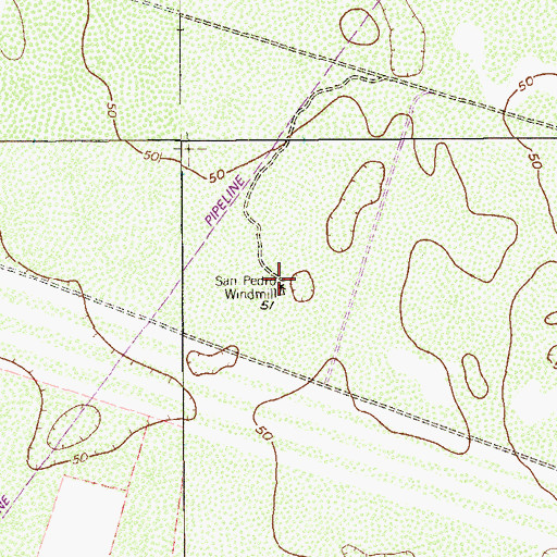 Topographic Map of San Pedro Windmill, TX