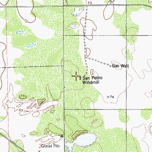 Topographic Map of San Pedro Windmill, TX
