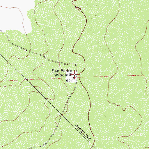 Topographic Map of San Pedro Windmill, TX