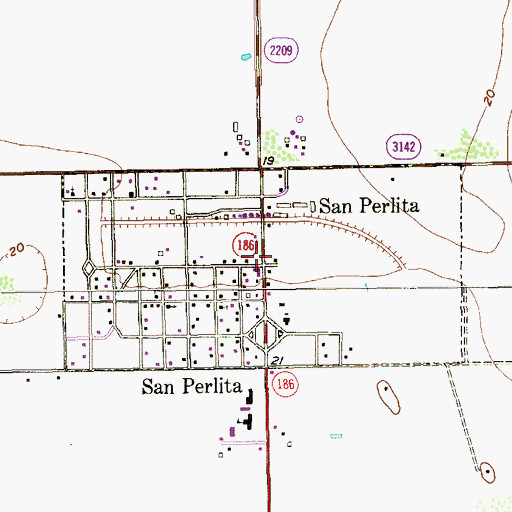 Topographic Map of San Perlita, TX