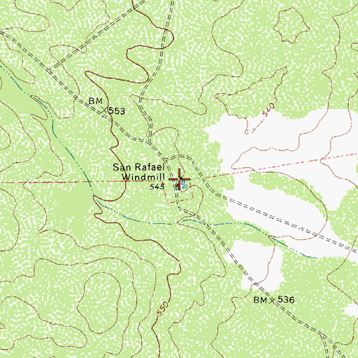 Topographic Map of San Rafael Windmill, TX