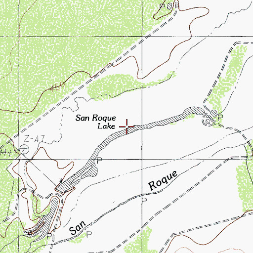 Topographic Map of San Roque Lake, TX