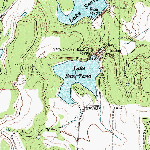 Topographic Map of Lake San Tana, TX