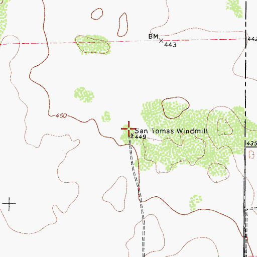 Topographic Map of San Tomas Windmill, TX