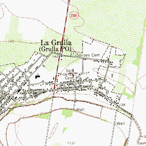 Topographic Map of San Vicente Cemetery, TX