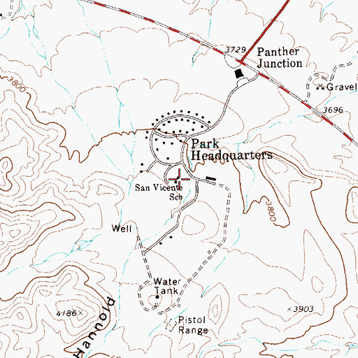 Topographic Map of San Vicente School, TX