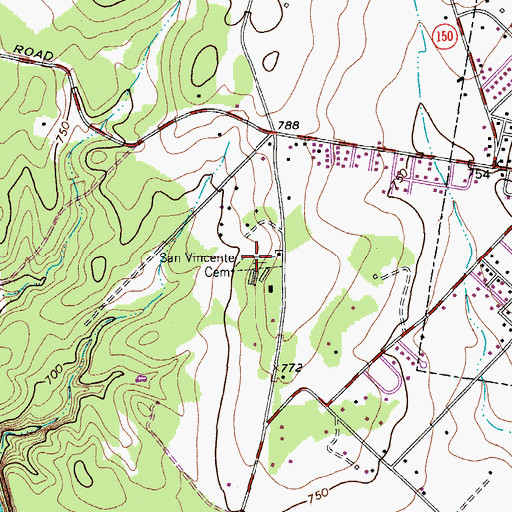 Topographic Map of San Vincente Cemetery, TX