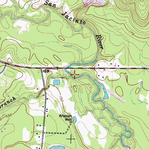 Topographic Map of Sand Branch, TX