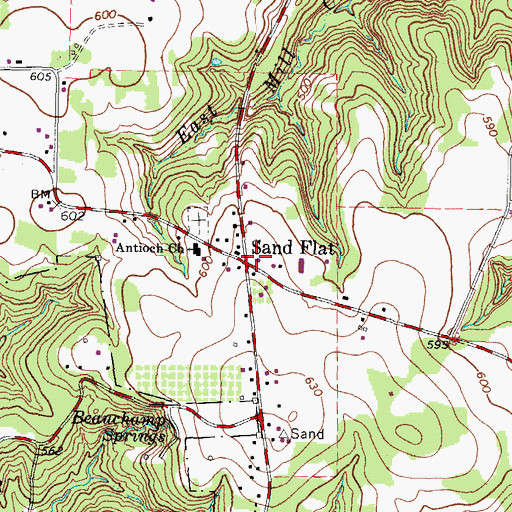 Topographic Map of Sand Flat, TX