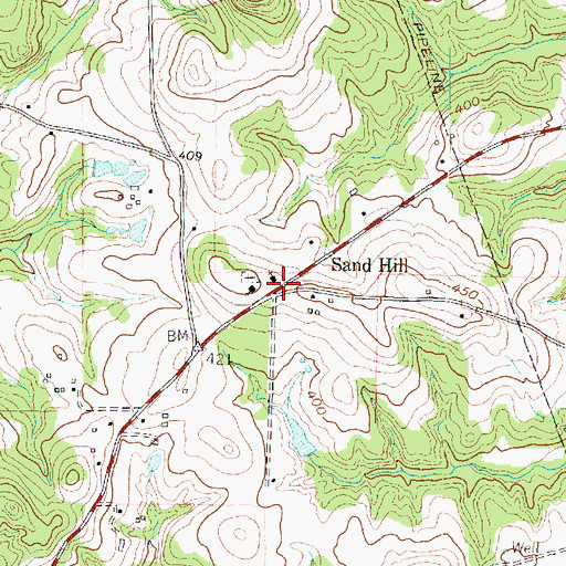 Topographic Map of Sand Hill, TX