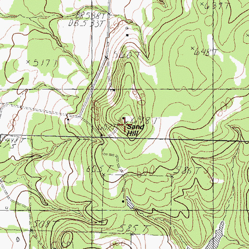 Topographic Map of Sand Hill, TX