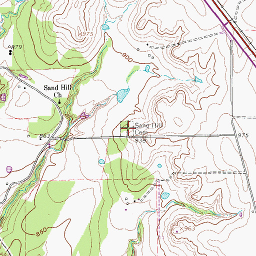 Topographic Map of Sand Hill Cemetery, TX