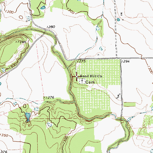 Topographic Map of Sand Hill Church, TX