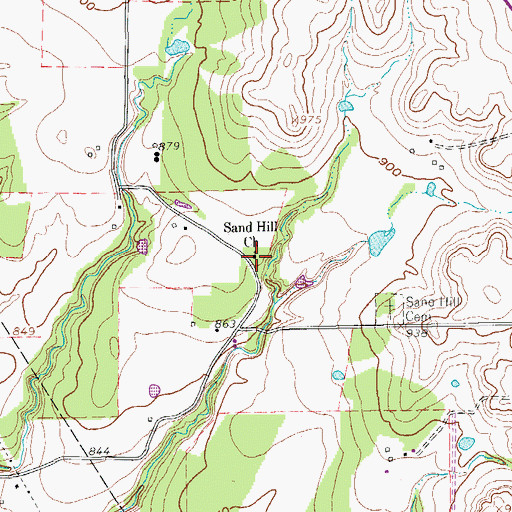Topographic Map of Sand Hill Church, TX