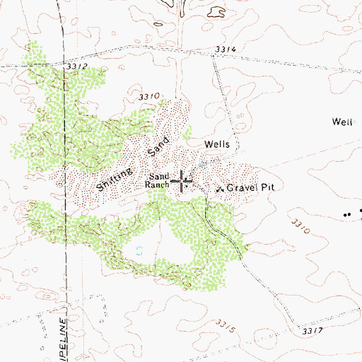 Topographic Map of Sand Ranch, TX