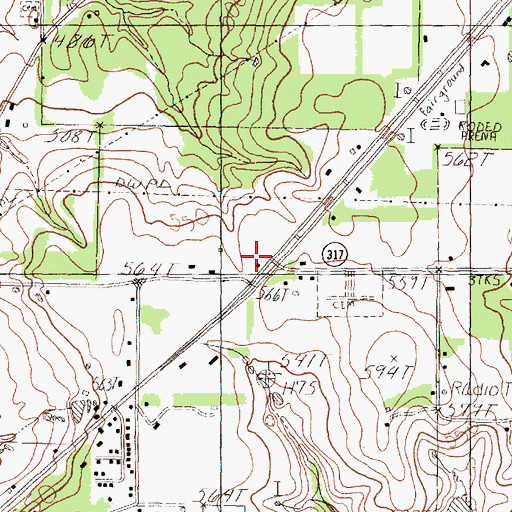 Topographic Map of Sand Spring Church, TX