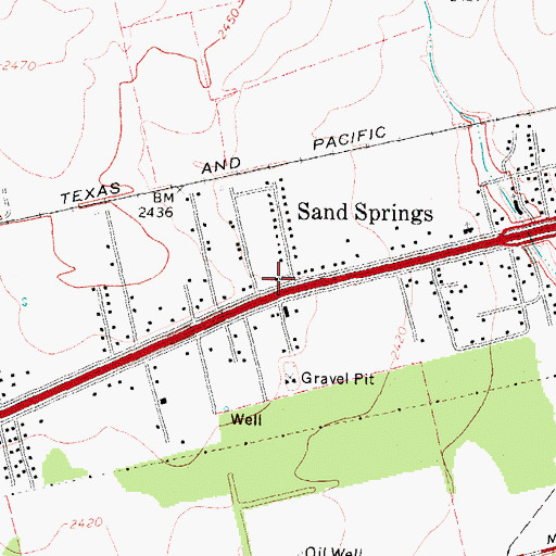 Topographic Map of Sand Springs, TX