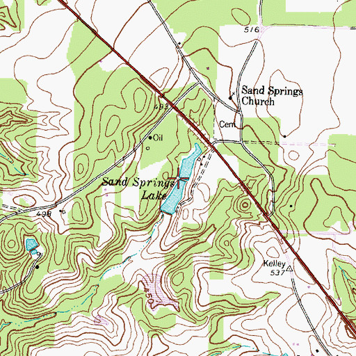 Topographic Map of Sand Springs Lake, TX