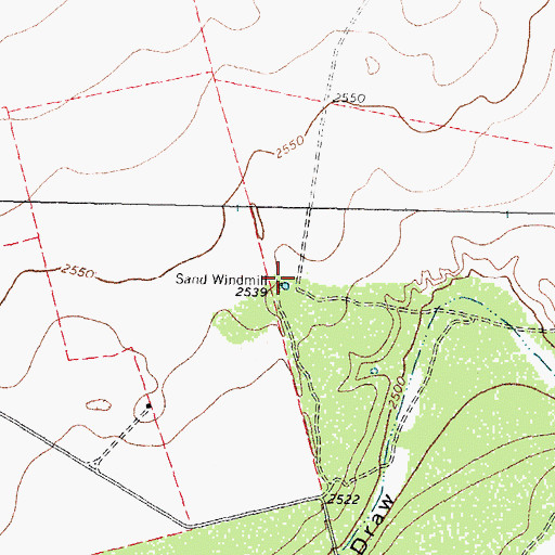 Topographic Map of Sand Windmill, TX