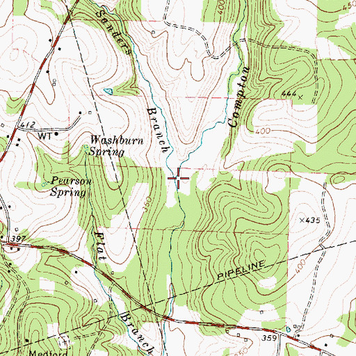 Topographic Map of Sanders Branch, TX