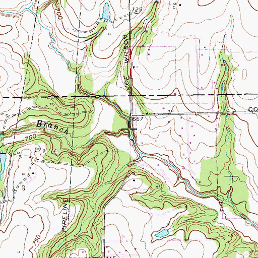 Topographic Map of Sanders Branch, TX