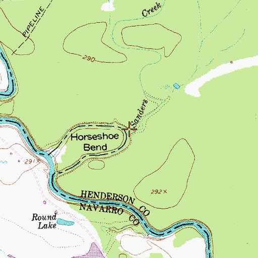 Topographic Map of Sanders Creek, TX