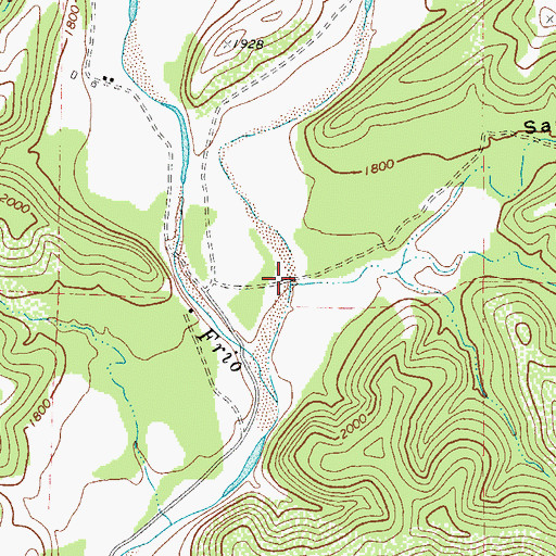 Topographic Map of Sanders Hollow, TX