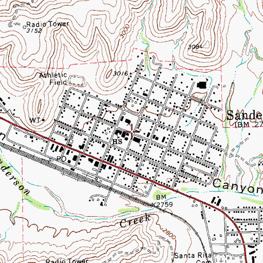 Topographic Map of Sanderson, TX