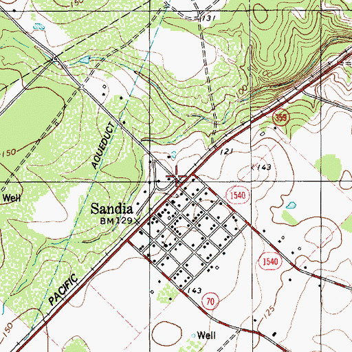 Topographic Map of Sandia, TX