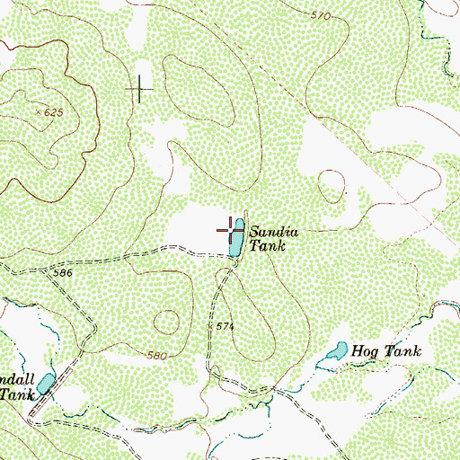 Topographic Map of Sandia Tank, TX