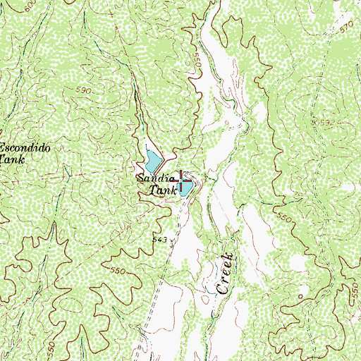Topographic Map of Sandia Tank, TX