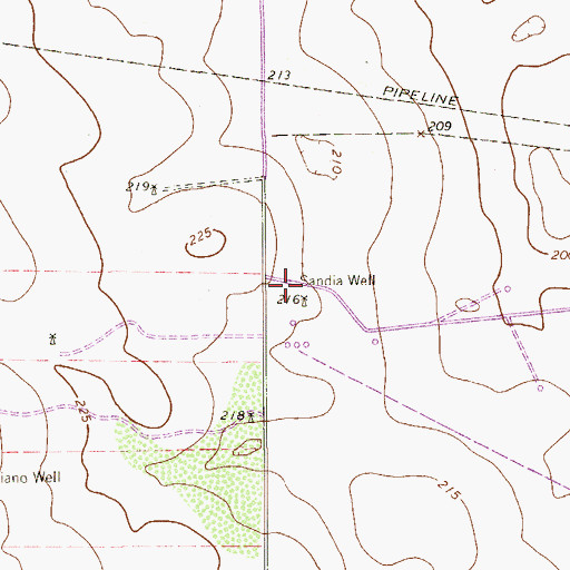 Topographic Map of Sandia Well, TX