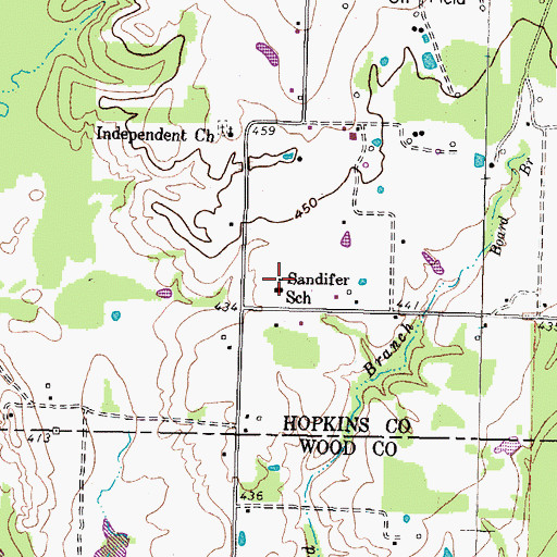 Topographic Map of Sandifer School, TX
