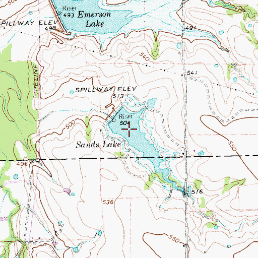 Topographic Map of Sands Lake, TX