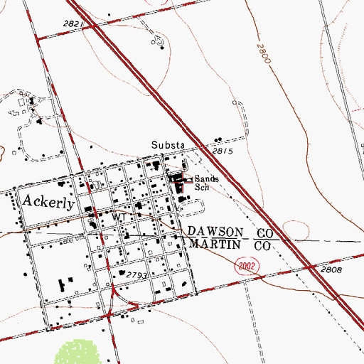Topographic Map of Sands School, TX