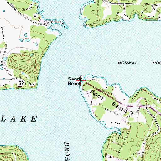 Topographic Map of Sandy Beach, TX