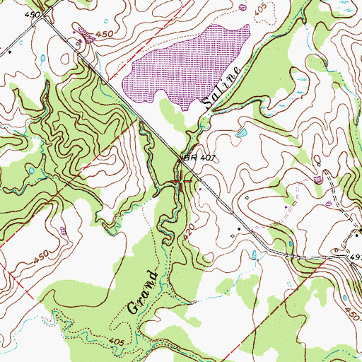 Topographic Map of Sandy Branch, TX