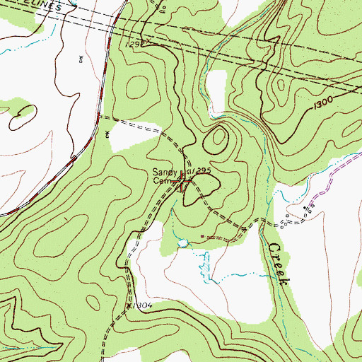 Topographic Map of Sandy Cemetery, TX