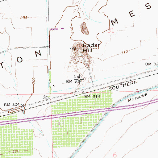 Topographic Map of Wellton Mesa, AZ