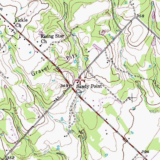 Topographic Map of Sandy Point Church, TX