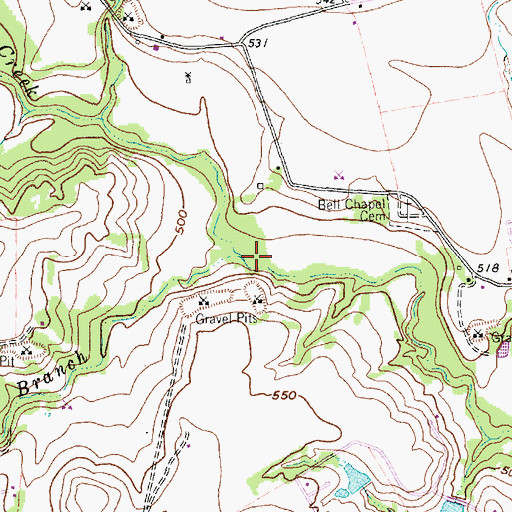 Topographic Map of Sanger Branch, TX