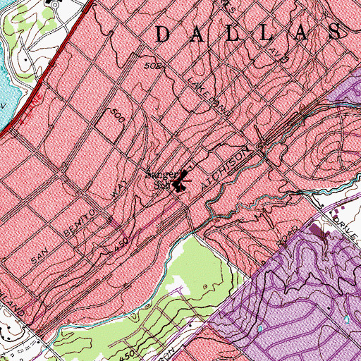 Topographic Map of Sanger School, TX