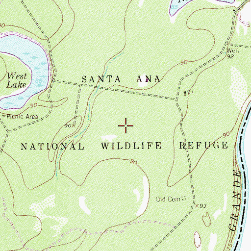 Topographic Map of Santa Ana National Wildlife Refuge, TX