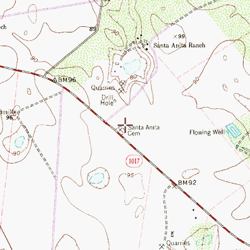 Topographic Map of Santa Anita Cemetery, TX