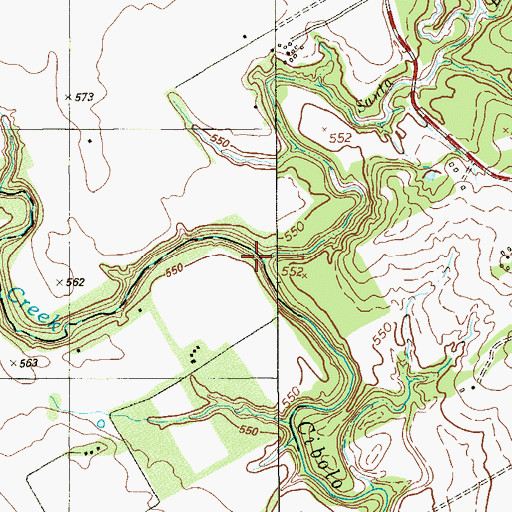Topographic Map of Santa Clara Creek, TX