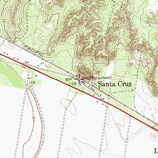 Topographic Map of Santa Cruz, TX